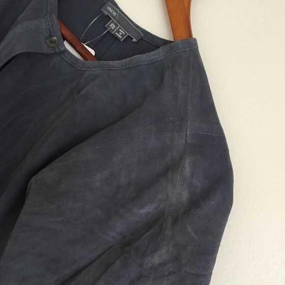 Vince Half Placket Suede Top - Picture 4 of 5